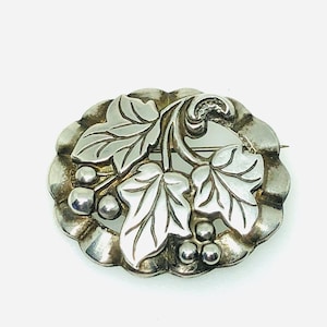 Art Nouveau Sterling Silver Repousse Foliage Brooch, Sterling Leaf Brooch, 1910s Antique Nature Brooch, Antique Jewelry, Vintage Brooch