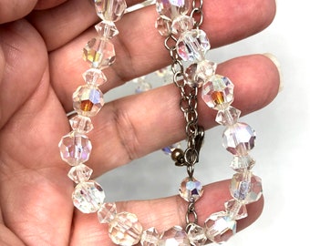 Collier Vintage Ancien - Perles En Résine Borealis à Facettes Multicolores - 5110