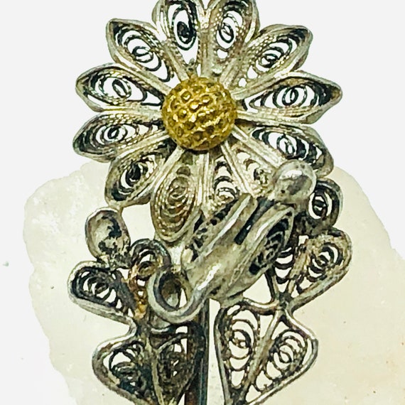 Art Deco Sterling Silver & 10k Gold Fill Filigree… - image 3