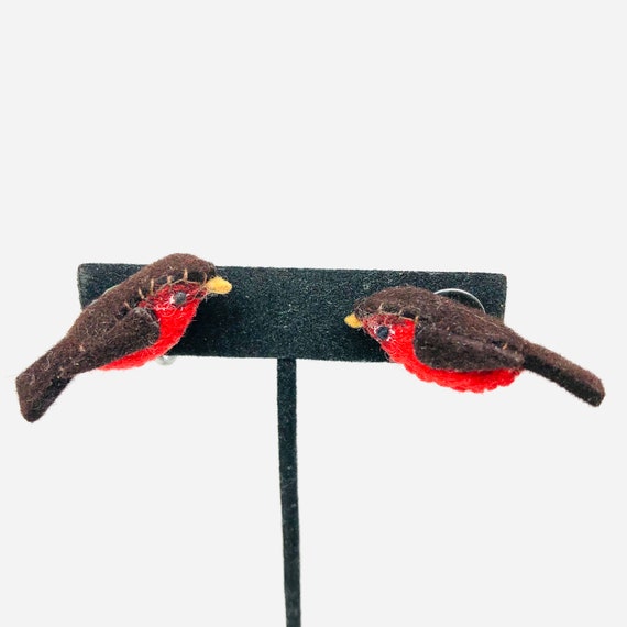 Vintage Figural Red & Brown 3D Bird Handcrafted Fa