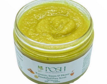 Turmeric Honey Lemon Face Scrub, 100% Natural Organic Refreshing Exfoliating Scrub, Polish For Face, Skin, Body