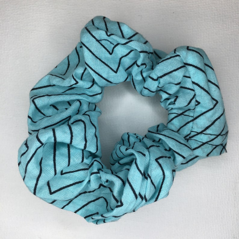 100/% Upcycled Fabric Scrunchie Zig Zag
