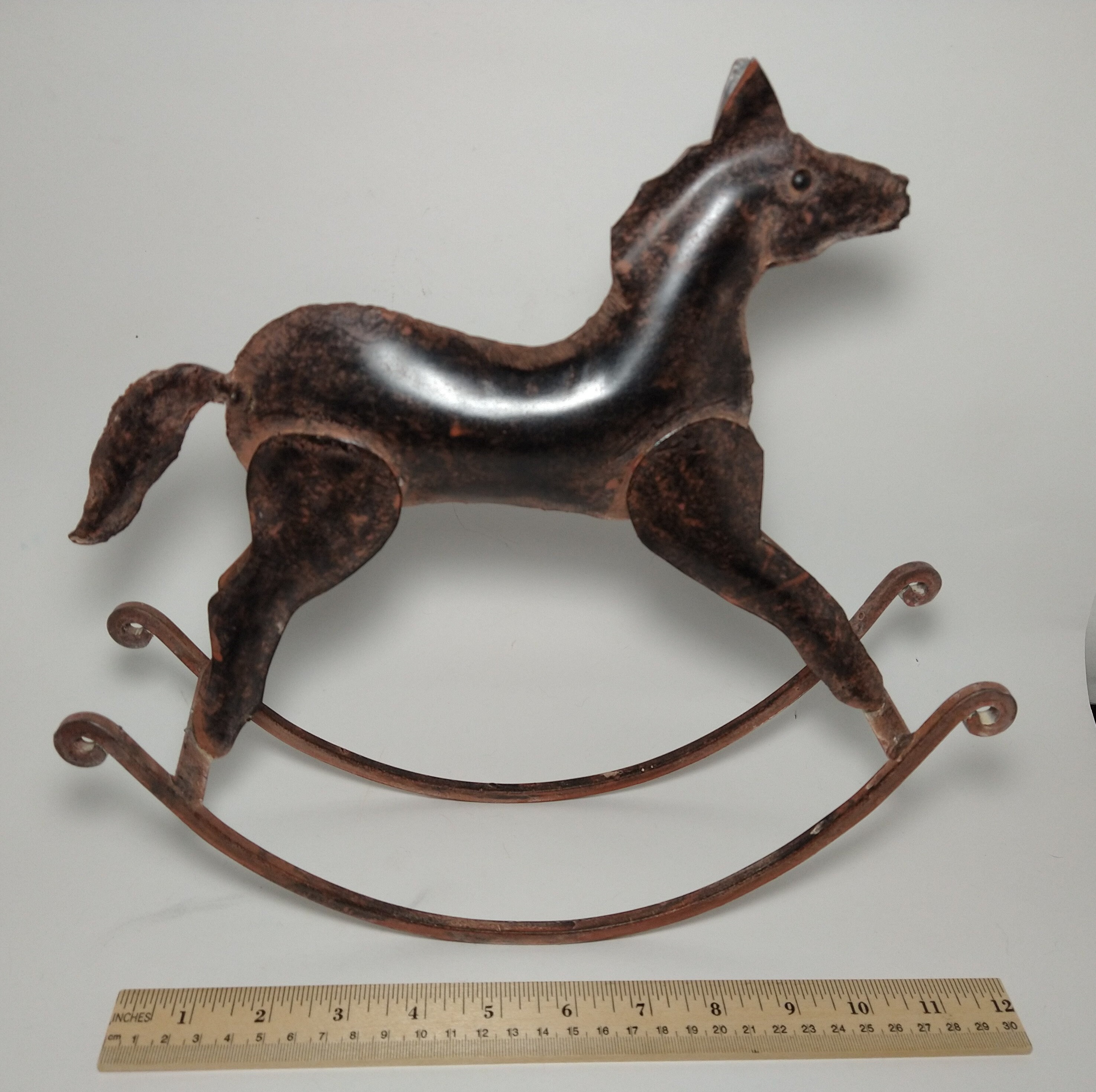 Distressed Vintage Metal Rocking Horse Barn Art Table Decor Etsy