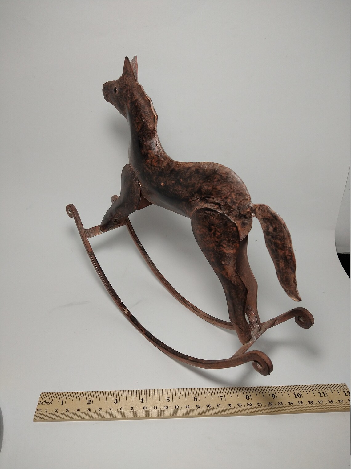 Distressed Vintage Metal Rocking Horse Barn Art Table Decor Etsy