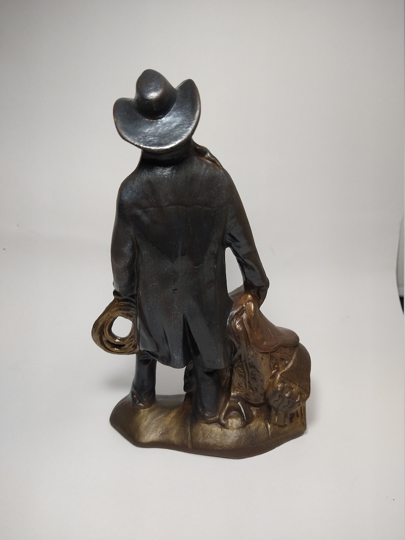 Vintage Western Cowboy Figurine W/ Saddle Ceramic Painted Etsy