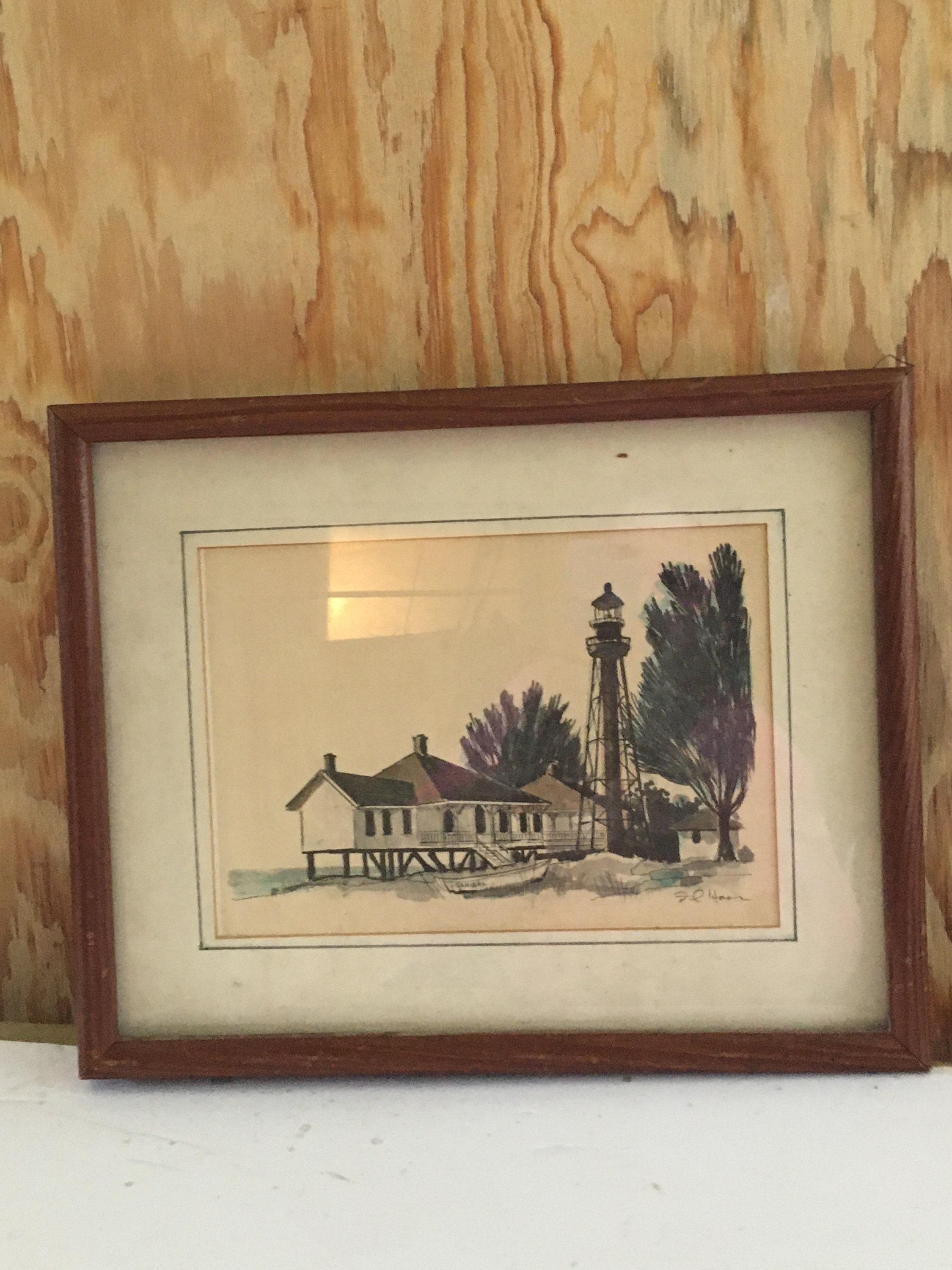 Pen and Ink Art Drawing Sanibel Florida Lighthouse Framed Etsy