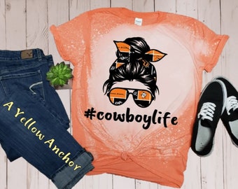 Mom Life-Sooner Life-Oklahoma Football-Bleached Tee