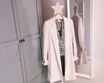 Stacey Solomon - Engraved Clothing stand - Wooden Adult stand - Adult Clothes Hanger - Whitewash Star Shape