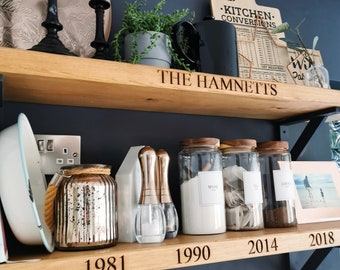 Personalised shelves using solid wood | 22cm x 4cm thick | Floating | Pickle Cottage | Stacey Solomon | Stacey's Shelves