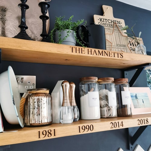 Personalised shelves using solid wood | 22cm x 4cm thick | Floating | Pickle Cottage | Stacey Solomon | Stacey's Shelves