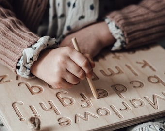 Personalised Alphabet board - Tracing board - Finger Board - Montessori - Education Wooden Toy - First Birthday - Personalised baby gift