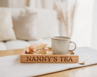 Solid Oak Personalised Cup Tray| Oak Engraved tray | Trinket Tray | Couples | Wedding | Anniversary | Birthday |