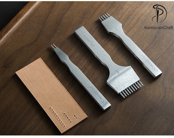 Leather Pricking Iron - Round Dent - Stitching Lacing Leather Punch Tool 3mm 3.38mm 3.85mm 4mm 2+5+10 Prongs