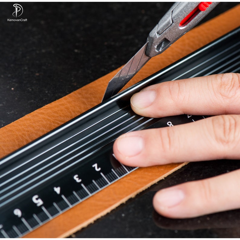 Leather Craft Scale Ruler Anti-cutting Hand Ruler Leather Cutting Tool Measuring Tool zdjęcie 3