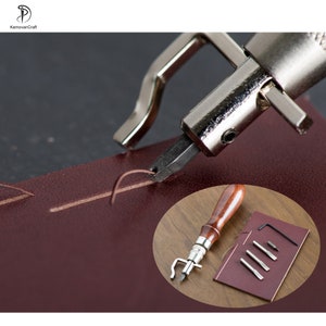 Leathercraft 5 in 1 Groove Tool Adjustable Leather Edge Stitching Groover Scribing Creaser DIY Leather Tool