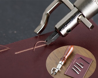 Maroquinerie 5 en 1 outil de rainure réglable bord du cuir couture Groover traçage Creaser outil de bricolage en cuir