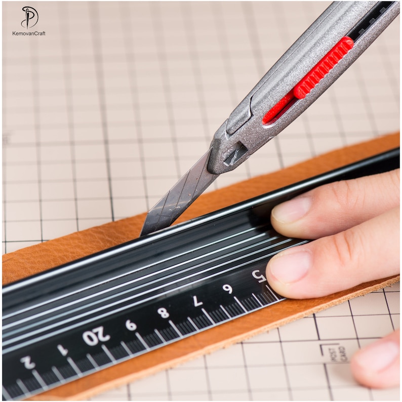 Leather Craft Scale Ruler Anti-cutting Hand Ruler Leather Cutting Tool Measuring Tool zdjęcie 1