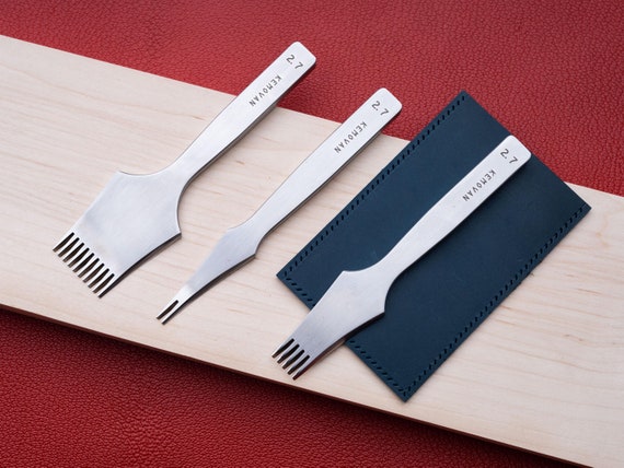 Upgrade Version French Flat Pricking Iron Leathercraft Stitching Lacing Chisel Set 2.7mm 4.5mm by Kemovancraft Etsy UK