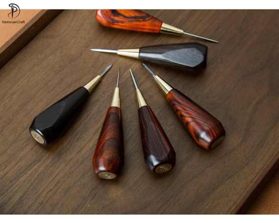 2 Pcs Bradawl Tools — Wood Handle Sewing Awl For Leather, Wood, Canvas & Crafts