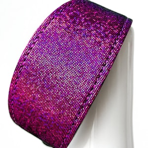 Purple Glitter Leather Dog Collar: Soft Comfort, Hand-Painted