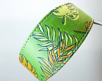 Green Monstera collar (XS, S, M). Wide vegan leather dog collar for Italian greyhound, whippet collar. Soft dog collar | OhMyIggy