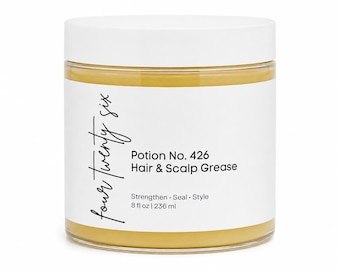 8 oz Herbal Hair and Scalp Grease | Rosemary and Ayurvedic Herbs Moisturizing Pomade for Braids, Twists & Locs