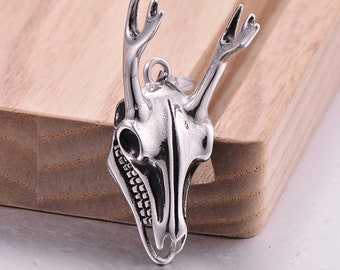 Floral Deer Skull, Animal Skull Pendant, Nice Accessory For Necklace Jewelry