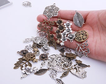 Wholesale bulk leaves charms, Tree Pendant 100pcs