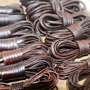 2 MM 3 MM 4 MM Cordoncino in pelle piatta per la creazione di gioielli, marrone scuro cioccolato e colore originale Vera pelle di vacchetta