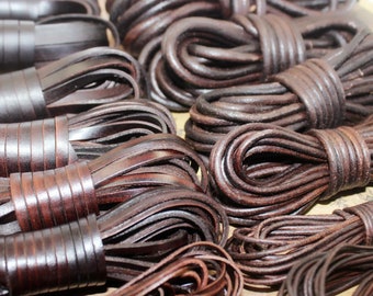 2MM 3MM 4MM Flat Leather Cord For Jewelry Making, Chocolate Dark Brown And original Color Genuine Cowhide Leather