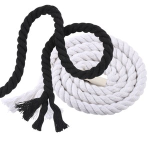 8MM-20MM Bianco, Corda di cotone contorto nero, Corda di lavorazione Triplo Strand Macrame