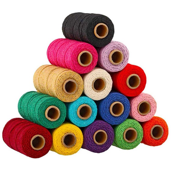 Colorful Cotton Macrame Cord, Twisted Braided Craft String, 100 Meters
