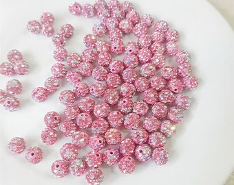 50 Shiny beads Charms For Jewelry, Sparkle 10mm Crystal Disco Ball Rhinestone Round Beads, For Bracelet Necklace Earring Making