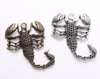 5pcs bronce antiguo y encantos de escorpión de plata, colgante de escorpión, encanto de insecto