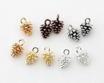 6 breloques pommes de pin en or/bronze, pendentifs pomme de pin en argent antique pour bracelet de boucle d'oreille