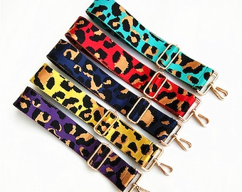 Leopard Print Adjustable Cotton Handbag Strap, DIY Replacement