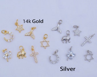 2pcs Earring Dangle Silver And Gold Earring Parts, Cubic Zirconia Necklace Pandent, Bracelet Charm,Earring accessories For Jewelry Making