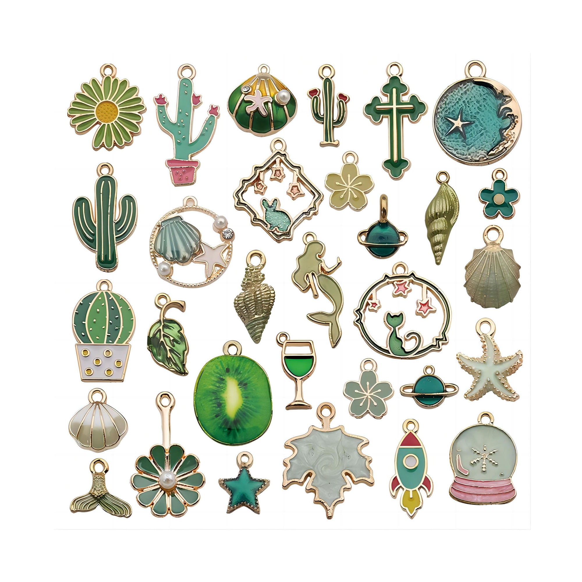 31pcs Bulk Charm Lot, Mixed Random Pendants, Mixed Charm Kit, Enamel Assorted Mix Accessories For Necklaces And Bracelet