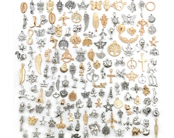 Silver & Gold Earring Charms, Necklace Pendants, Jewelry Making (150pcs)
