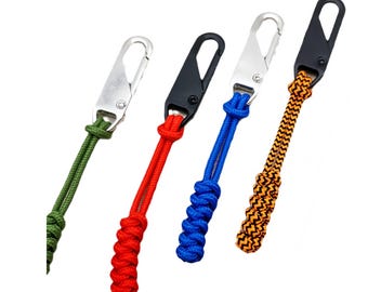 Paracord Zipper Pull with Clip | Handmade Snake Knot Zipper Tab for Backpack, Jacket 3pcs