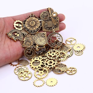 Wholesale 40pcs SteamPunk Charms, Gears And Clocks, Bulk Mechanical Punk Pandents,