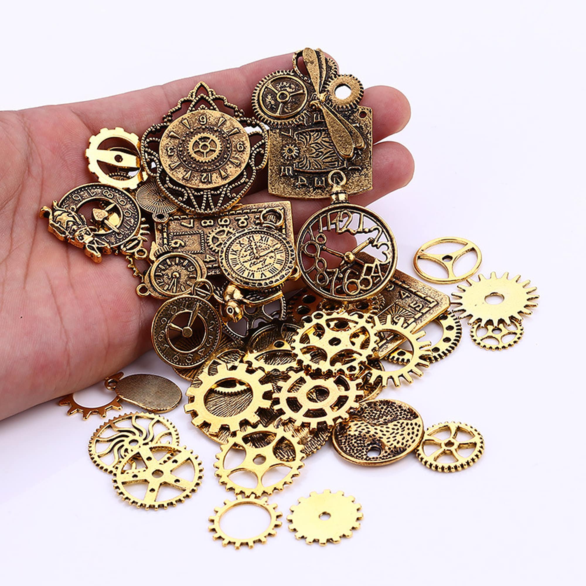 Stamped Brass Charms Lot of 185 Steampunk Jewelry Charms Bulk Destash of  Brass Stamped Mixed Lot of All Themes Charms 