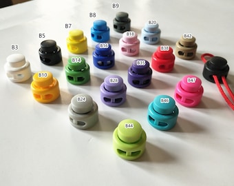 20pcs Plastic Cord Lock Toggle, Spring Loaded Stop (4mm Hole)