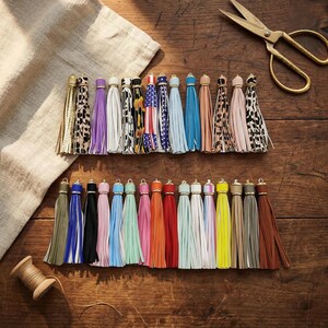 PU Leather Tassel Charm, Leopard Cow Print Boho Bag Accessory, DIY Keychain Craft Supply
