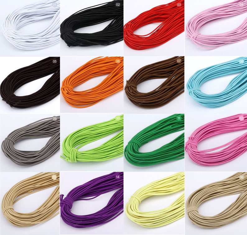 2mm Elastic Cord, Polyester Rubber Stretch String, 17 Meters image 2