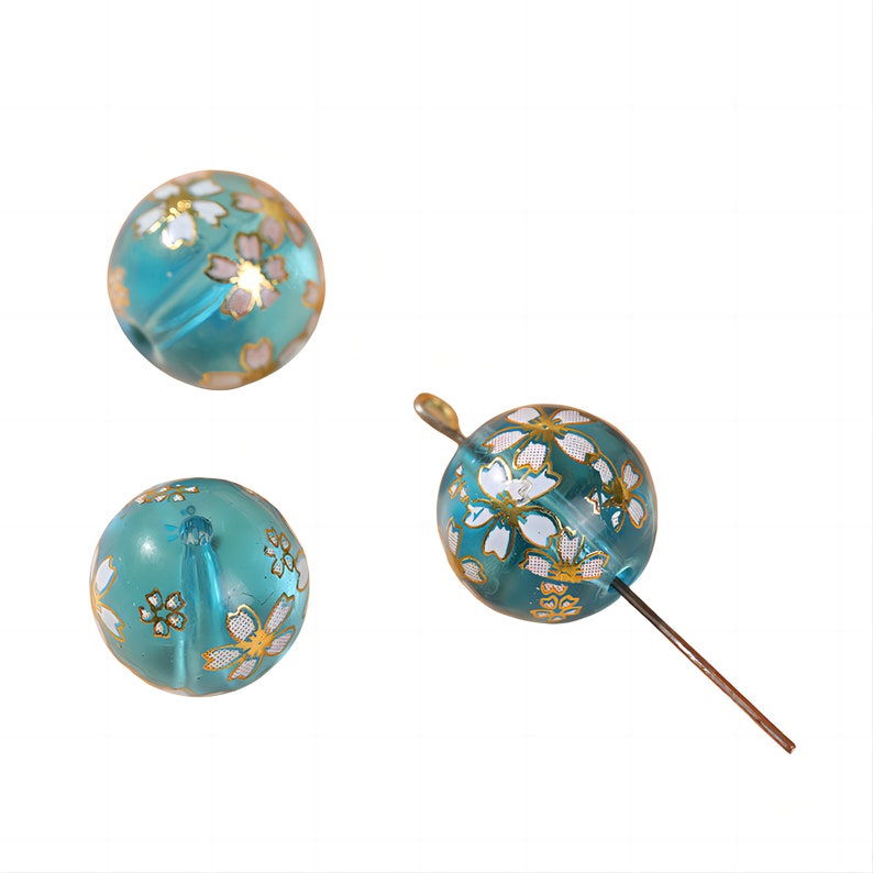 4 breloques en perles de verre à fleurs pour bijoux, accessoires de bijouterie à faire soi-même, pour la fabrication de bracelets, colliers, boucles d'oreilles Bleu