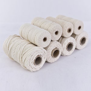 1MM 2MM 3MM 4MM 10mm Natural Cotton Twisted Cord Rope, Macrame Craft String, Natural Color