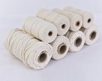 Natural Cotton Twisted Cord Rope, Macrame Craft String (1MM-10MM)