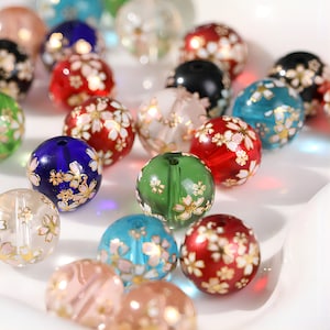 4 breloques en perles de verre à fleurs pour bijoux, accessoires de bijouterie à faire soi-même, pour la fabrication de bracelets, colliers, boucles d'oreilles image 1
