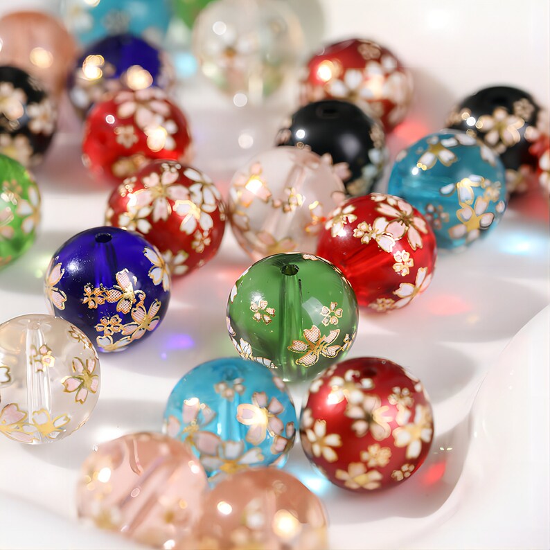 4 breloques en perles de verre à fleurs pour bijoux, accessoires de bijouterie à faire soi-même, pour la fabrication de bracelets, colliers, boucles d'oreilles image 1